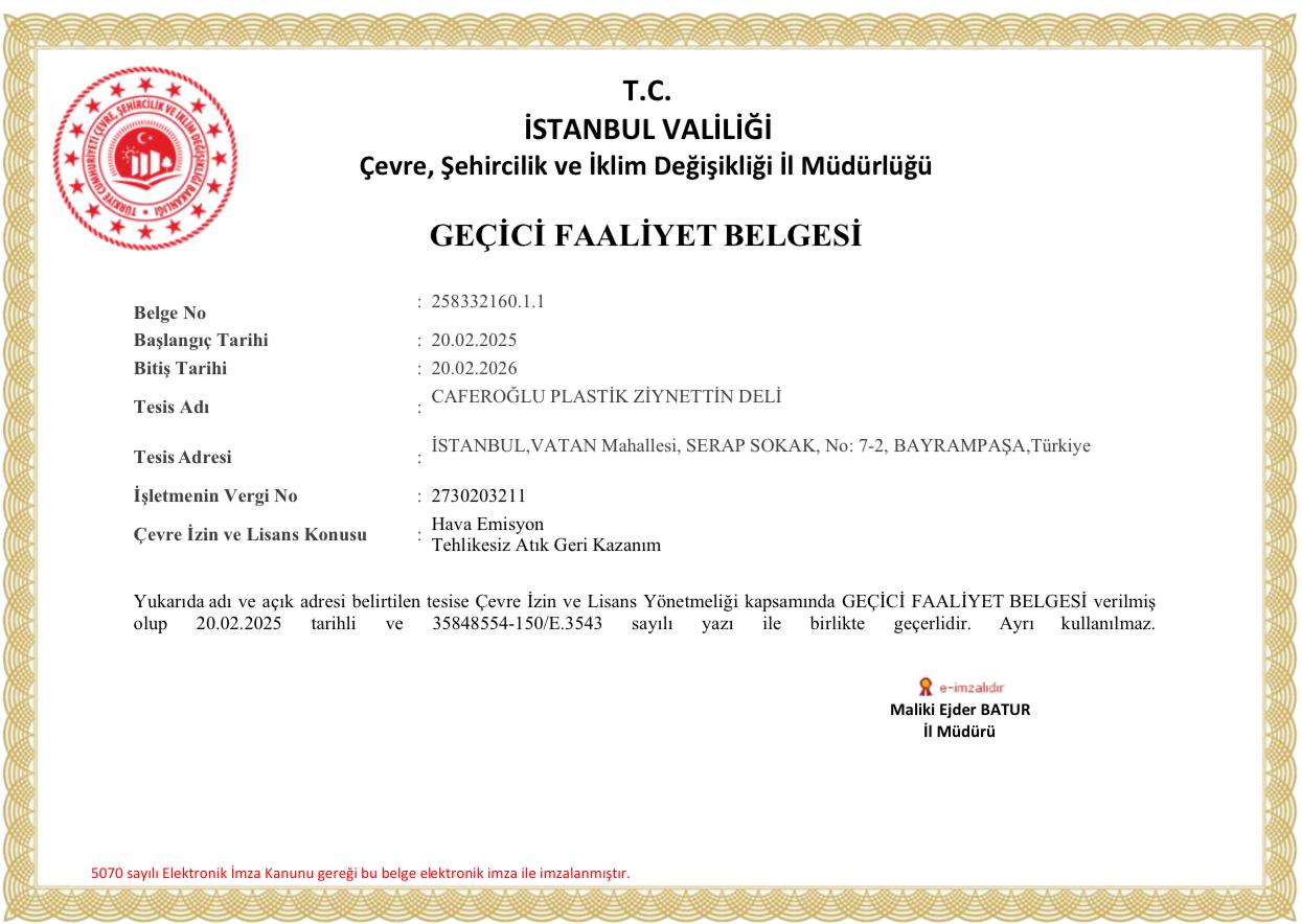 Geçici Faaliyet Belgesi